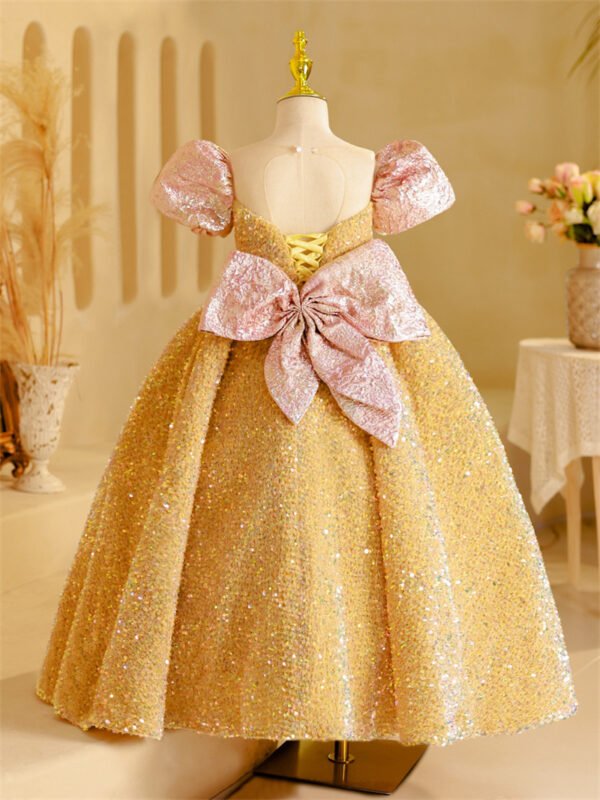 Lujoso Vestido Niña de Cena Pegados Pedrerias Brillantes TQL35