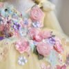 Amarillo Elegante Princesa Vestido Niña de Gasa Detalle Flor TQL37