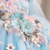 Blue Elegante Princesa Vestido Niña de Gasa Detalle Flor TQL38