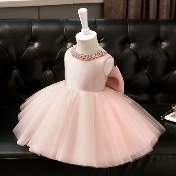 Elegante Vestido Niña Detalle Perla Pink TQL39