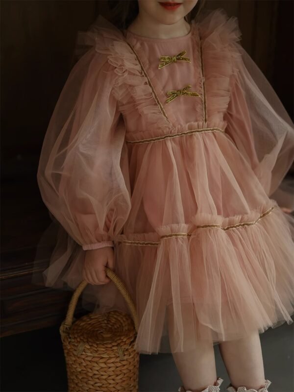 Elegante Blush Vestido Niña de Gasa TQL41