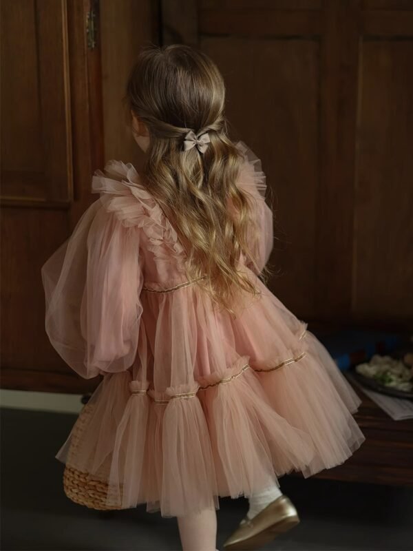 Elegante Blush Vestido Niña de Gasa TQL41