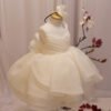 Blanco Elegante Vestido Niña Sin Mangas para Bautizo TQL43