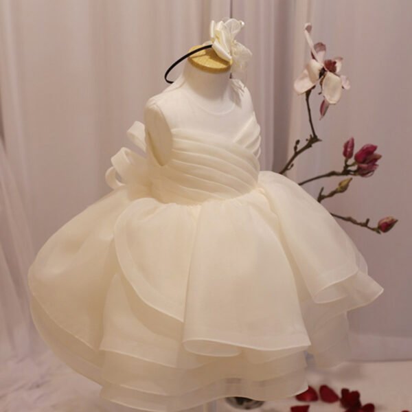 Blanco Elegante Vestido Niña Sin Mangas para Bautizo TQL43