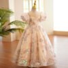 Elegante Vestido Niña Linea Plata Brillante y Lentejuelas TQL45