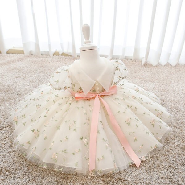 Amable Vestido Niña Bordado Flor TQL46