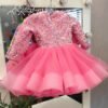 Elegante Pink Vestido Niña Lentejuelas y Falta de Gasa TQL47