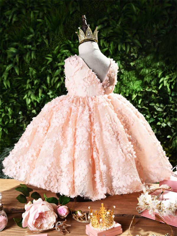 Vestido Niña Manual Detalle Flor TQL50