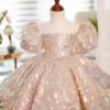Elegante Vestido Niña Lentejuelas Falda de Colores TQL52
