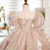 Elegante Vestido Niña Lentejuelas Falda de Colores TQL52