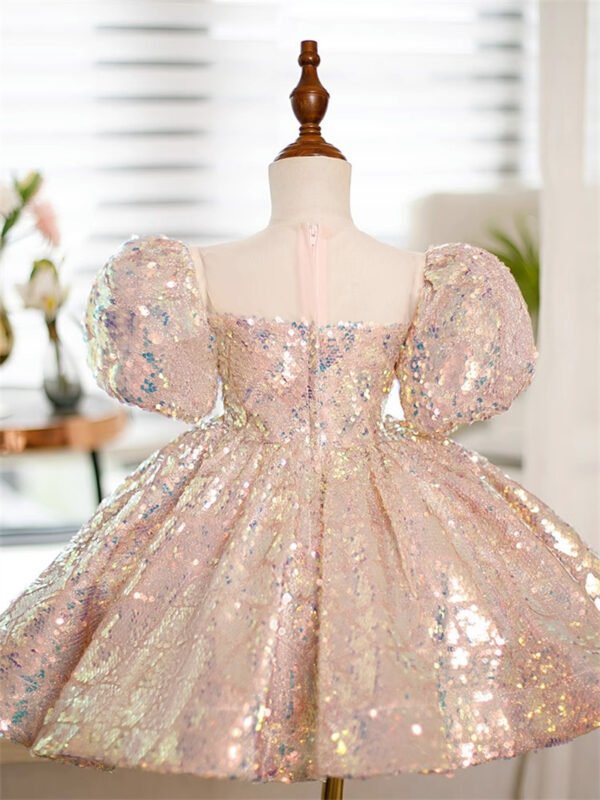 Elegante Vestido Niña Lentejuelas Falda de Colores TQL52