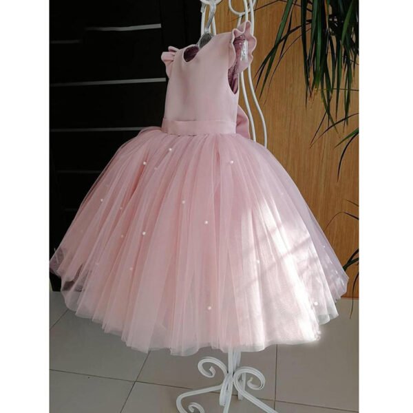 Pink Gran Moño Vestido Niña con Espalda Abierta TQL53