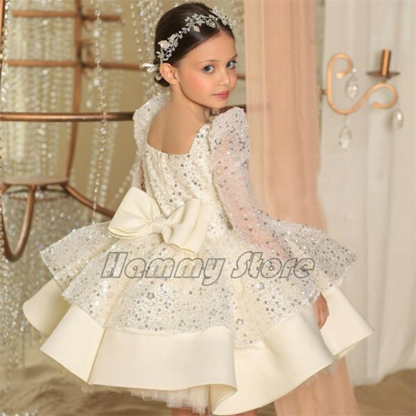 Elegante Pink Vestido Niña Lentejuelas TQL54