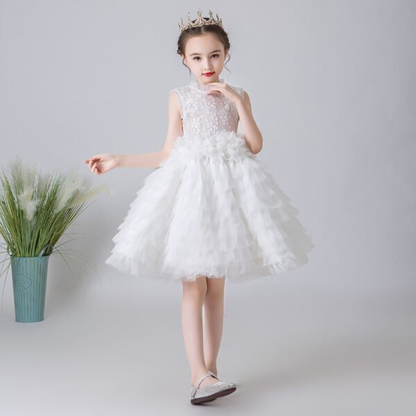 Blanco Elegante Tutu Vestido Niña de Falda para Bautizo Primera Comunion TQL57