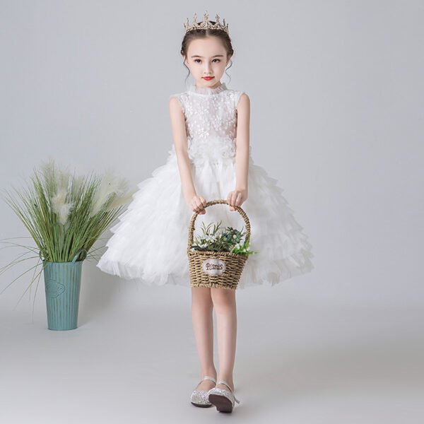 Blanco Elegante Tutu Vestido Niña de Falda para Bautizo Primera Comunion TQL57