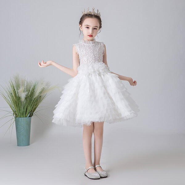 Blanco Elegante Tutu Vestido Niña de Falda para Bautizo Primera Comunion TQL57