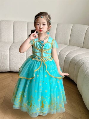 Set Vestido de Niña Tematica Princesa Vestido Vispera con Banda TQP16
