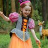 Set Vestido de Niña Bruja Calabaza Tematica Princesa Vestido Vispera con Banda y Bolsa TQP19