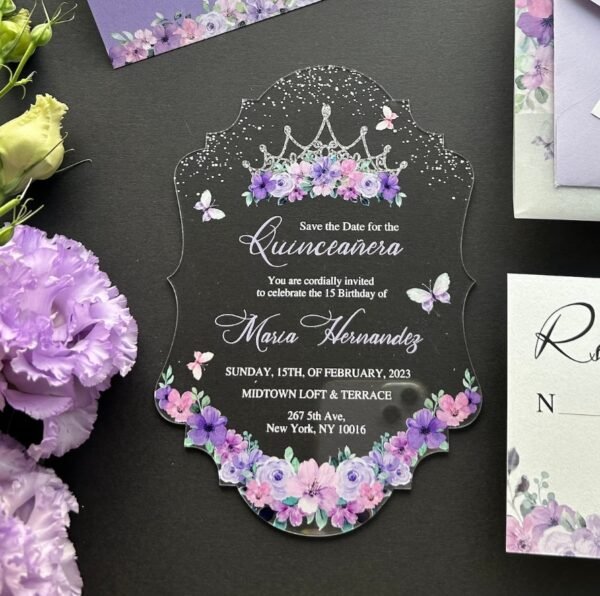 Acrilicos personalizados Diseño Flor Morado para XV ACR17