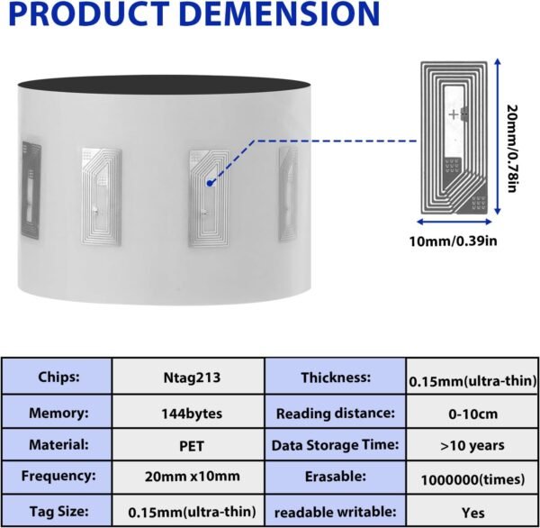 Etiqueta NFC 2x1cm 50pcs